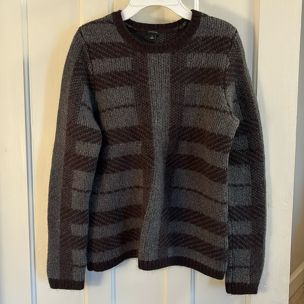 Ann Taylor black and gray crew neck sweater, women’s size small